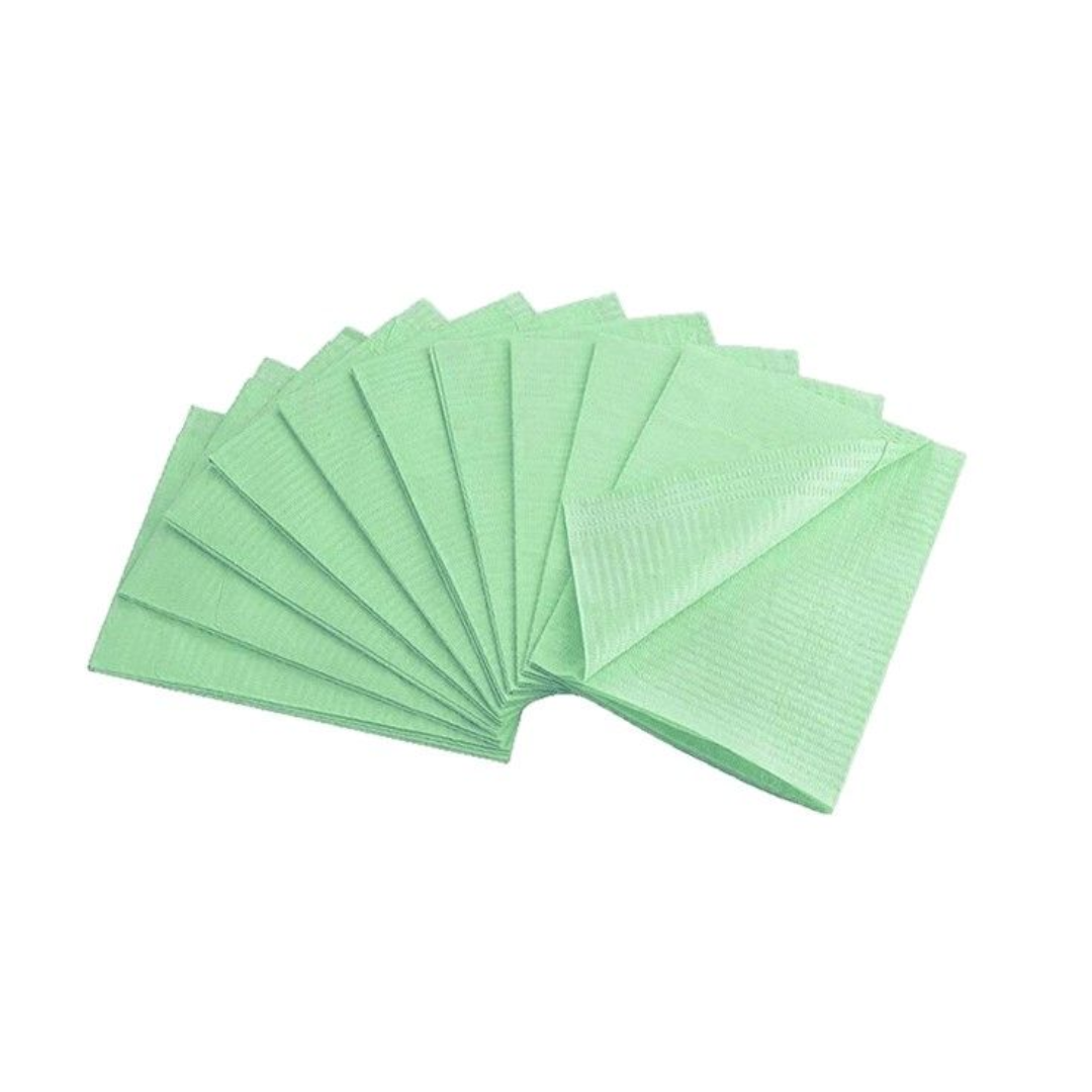 Dental Bib ผ้าคลุมทันตกรรม สีเขียว/สีฟ้า (32 ชิ้น/ห่อ ) ใช้แล้วทิ้ง Disposable