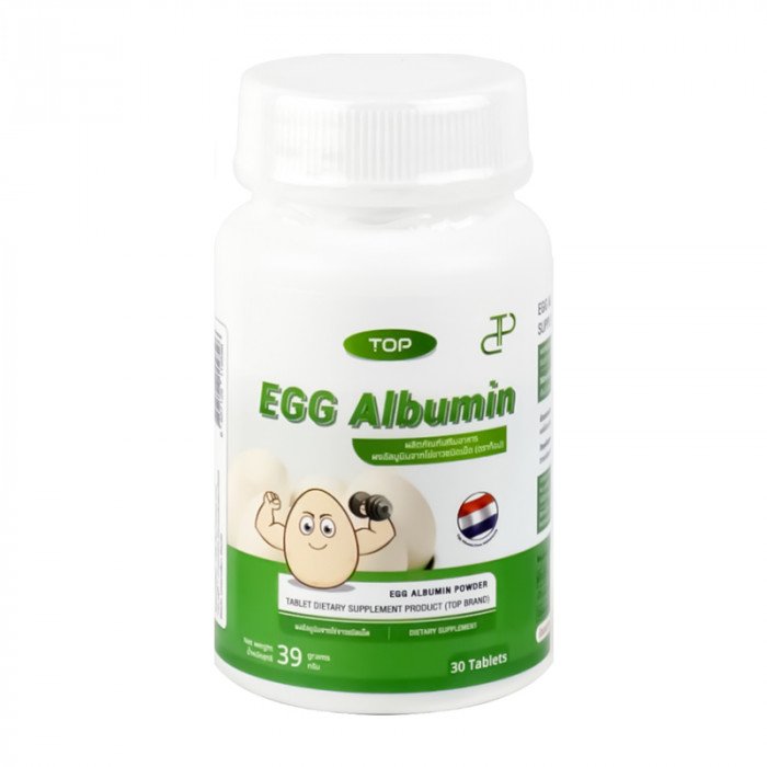 EGG ALBUMIN ผงอัลบูมินจากไข่ขาว ชนิดเม็ด 30 เม็ด ”1,235 มก./เม็ด” ยี่ห้อ TOP
